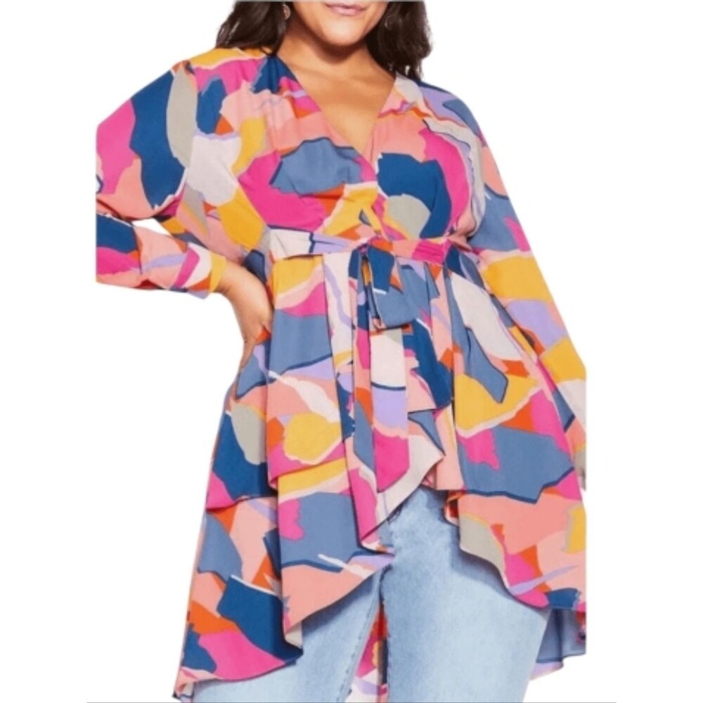 City Chic Gianna Bold Wrap Style Blouse - Picture 4 of 15